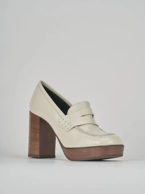 Mocassini tacco 9cm pelle bianco