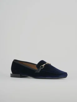 Mocassini tacco 1cm pelle blu