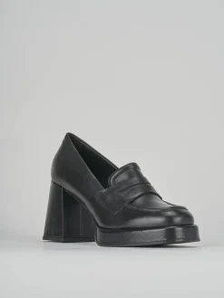 Mocassini tacco 7cm pelle nero