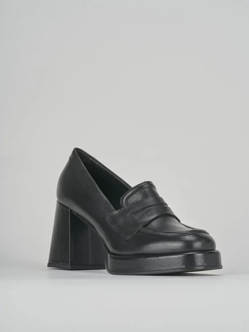 Mocassini tacco 7cm pelle nero