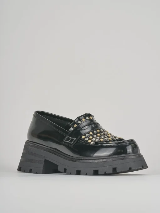 Mocassini tacco 2cm pelle nero