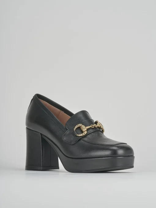 Mocassini tacco 7cm pelle nero
