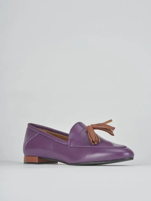 Mocassini tacco 1cm pelle viola