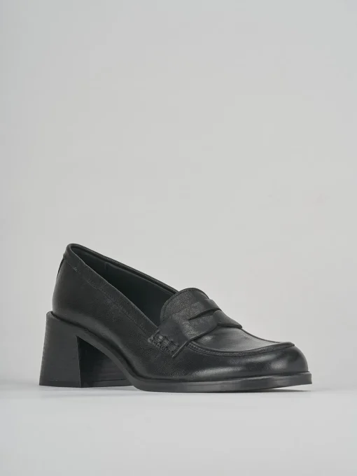 Mocassini tacco 5cm pelle nero