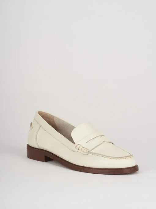 Mocassini tacco 1cm pelle beige