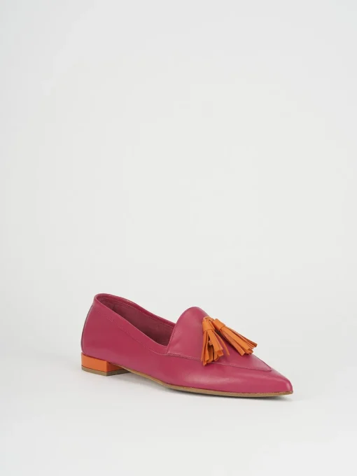 Mocassini tacco 1cm pelle rosa