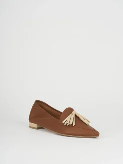 Mocassini tacco 1cm pelle marrone