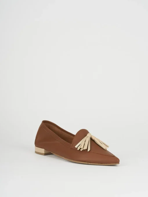 Mocassini tacco 1cm pelle marrone