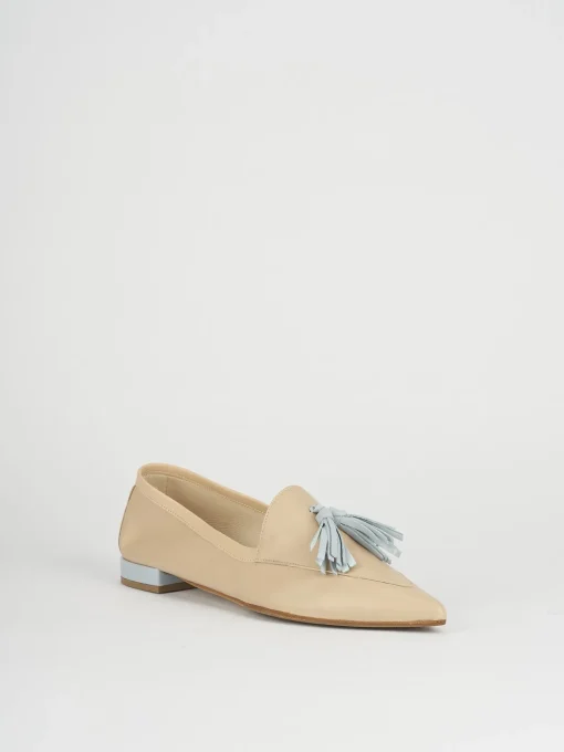 Mocassini tacco 1cm pelle beige