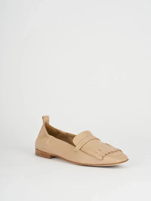 Mocassini tacco 1cm pelle beige