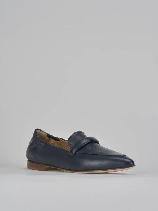 Mocassini tacco 1cm pelle blu
