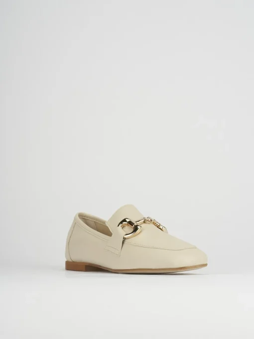 Mocassini tacco 1cm pelle beige