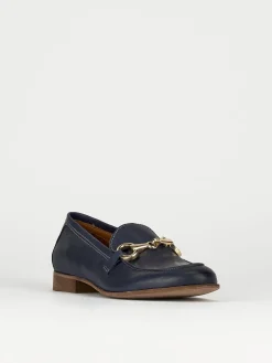 Mocassini tacco 1cm pelle blu