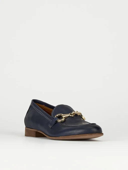 Mocassini tacco 1cm pelle blu