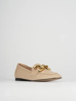 Mocassini tacco 1cm pelle beige