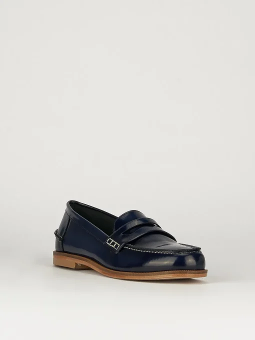 Mocassini tacco 2cm pelle blu