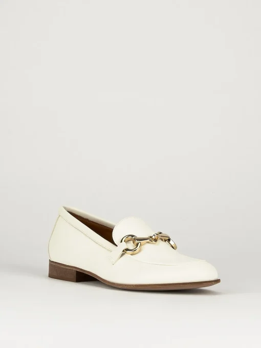 Mocassini tacco 1cm pelle bianco