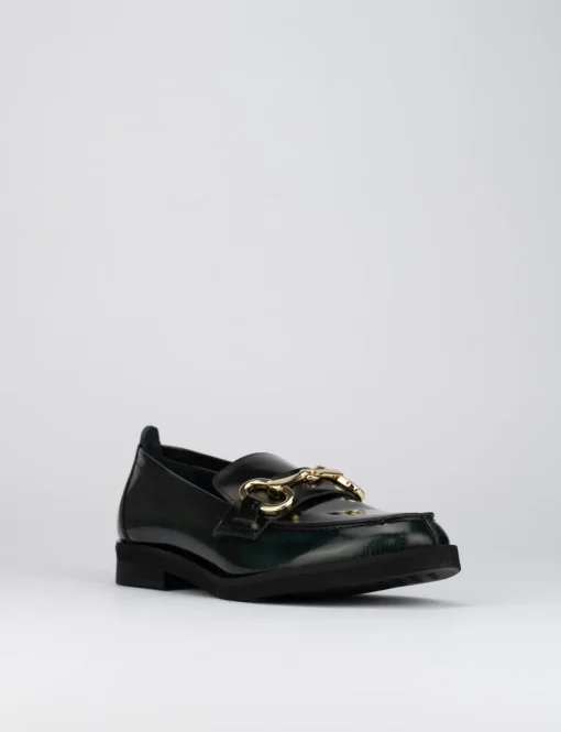 Mocassini tacco 2cm pelle verde