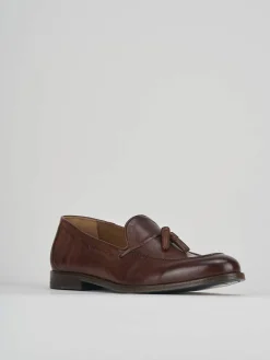 Mocassini tacco 2cm pelle marrone
