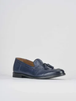 Mocassini tacco 2cm pelle blu