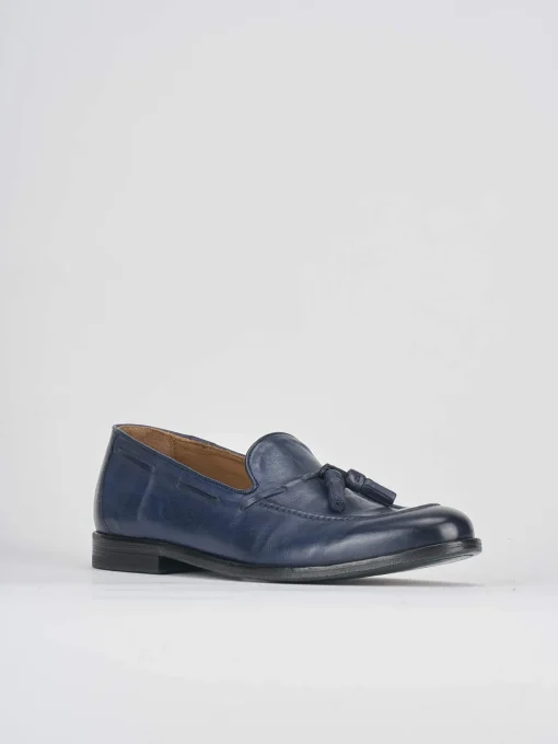 Mocassini tacco 2cm pelle blu