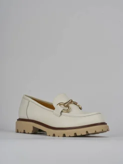 Mocassini tacco 2cm pelle bianco