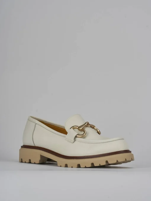 Mocassini tacco 2cm pelle bianco