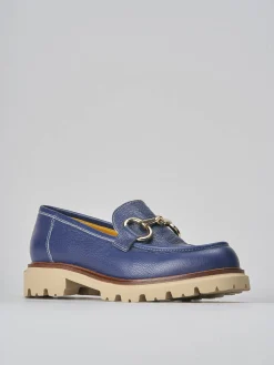 Mocassini tacco 2cm pelle blu