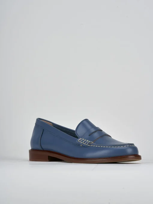 Mocassini tacco 2cm pelle jeans