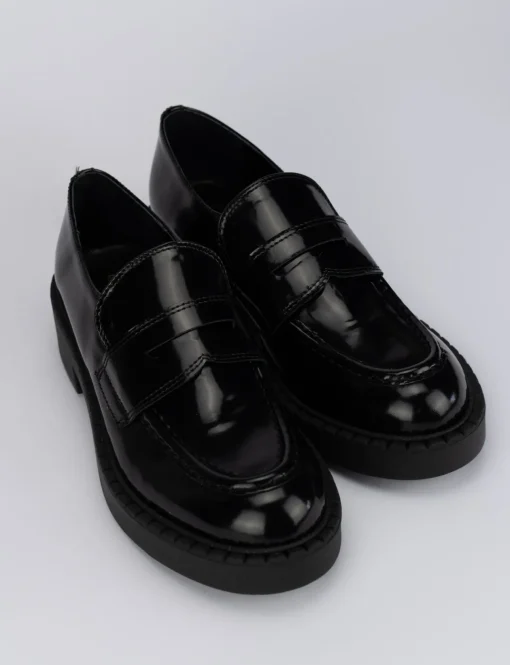 Mocassini tacco 2cm pelle nero
