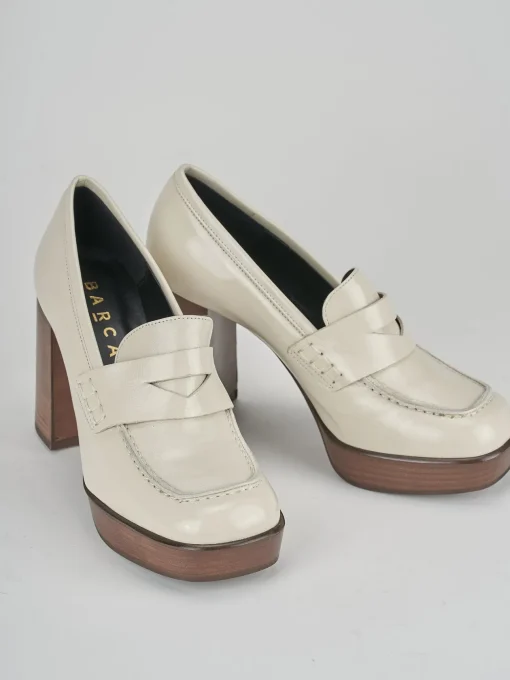 Mocassini tacco 9cm pelle bianco