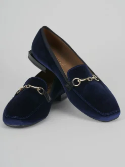 Mocassini tacco 1cm pelle blu