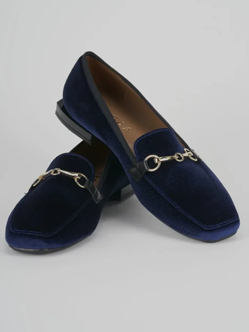 Mocassini tacco 1cm pelle blu