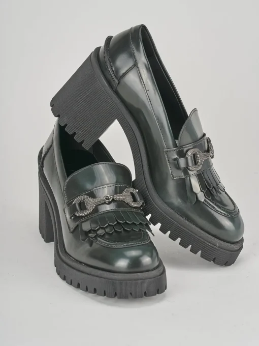 Mocassini tacco 9cm pelle verde