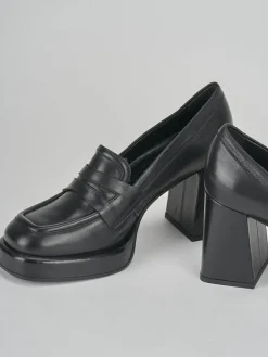 Mocassini tacco 7cm pelle nero