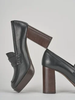 Mocassini tacco 9cm pelle nero