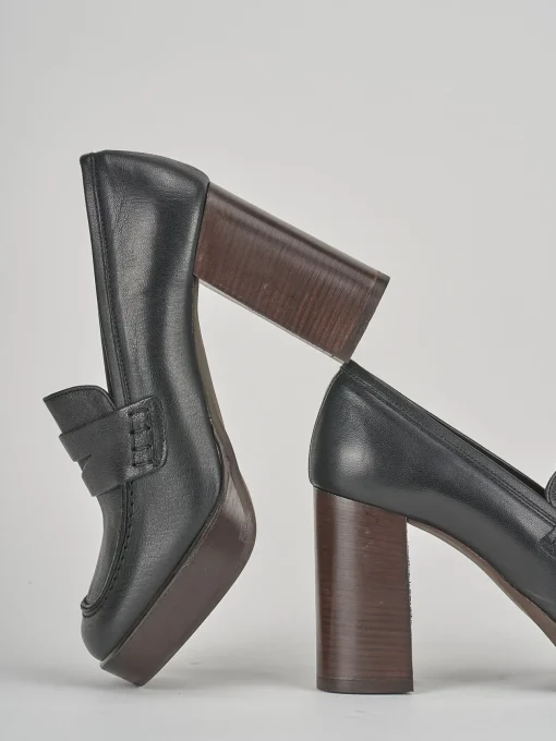 Mocassini tacco 9cm pelle nero