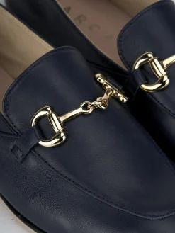 Mocassini tacco 1cm pelle blu