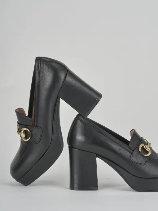 Mocassini tacco 7cm pelle nero