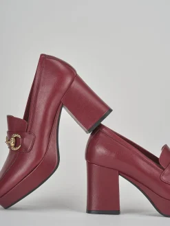 Mocassini tacco 7cm pelle bordo'