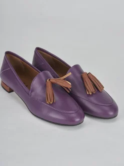 Mocassini tacco 1cm pelle viola