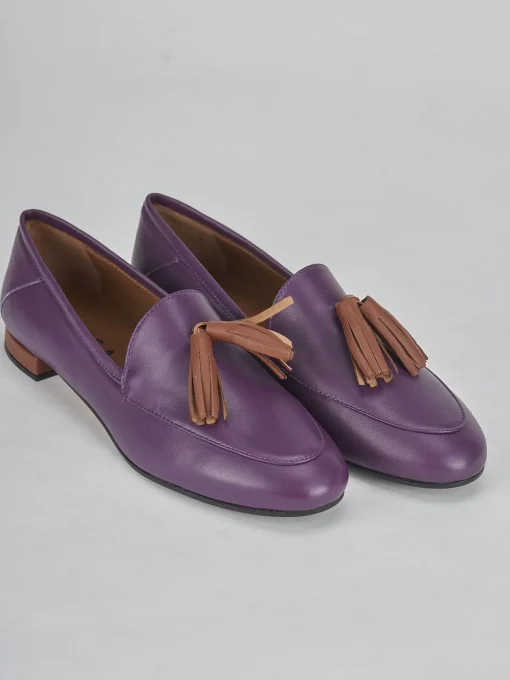 Mocassini tacco 1cm pelle viola