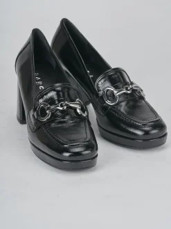 Mocassini tacco 7cm pelle nero