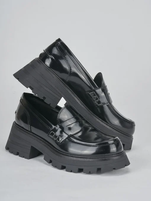 Mocassini tacco 3cm pelle nero