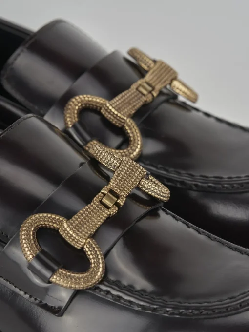 Mocassini tacco 2cm pelle bordo'