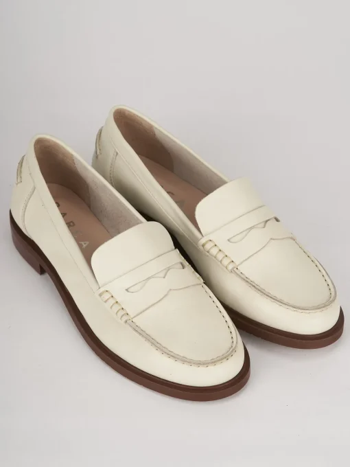 Mocassini tacco 1cm pelle beige
