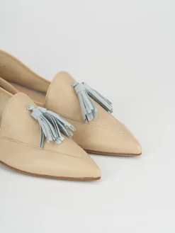 Mocassini tacco 1cm pelle beige