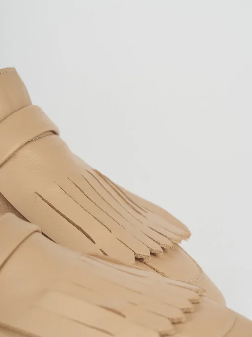 Mocassini tacco 1cm pelle beige