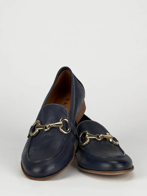 Mocassini tacco 1cm pelle blu