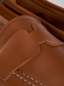 Mocassini tacco 1cm pelle marrone